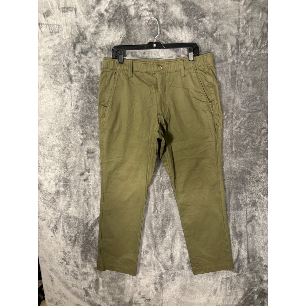 Under Armour Mens Performance Chino Pants Olive Green Straight Leg 35x31